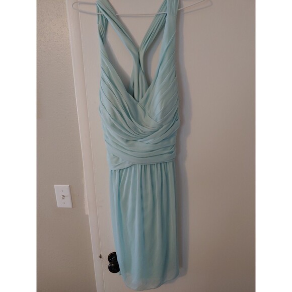 Davids Bridal Knee Length Bridesmaid Dress Ice Blue Size 16 - Picture 1 of 11